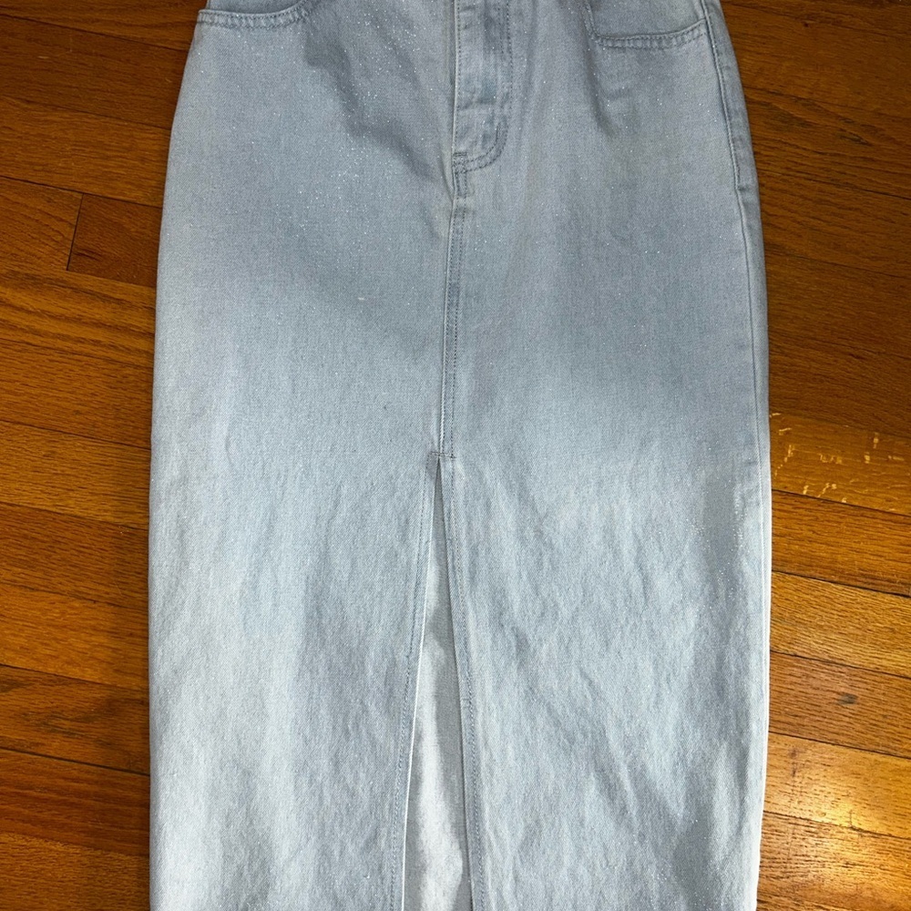 Pre loved Le Lis Light Blue midi Denim Skirt